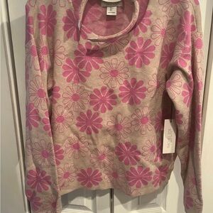 Rachel Zoe Beige and Pink Floral crew  Neck Sweater w matching headband NWT